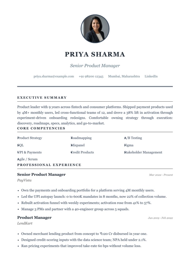 Corporate resume template preview