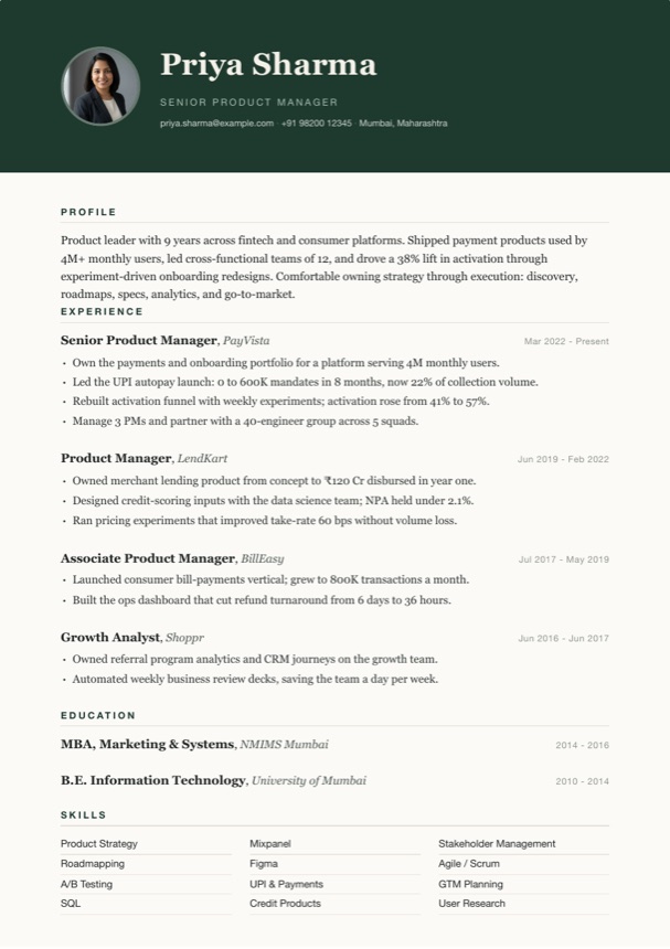 Duotone resume template preview