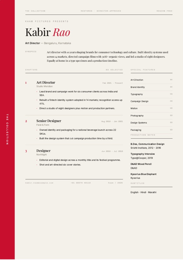 Director's Cut resume template preview