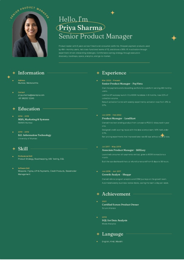 Emerald resume template