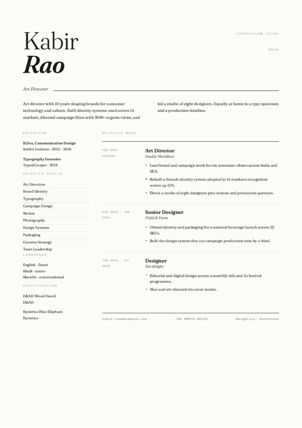 Kaam resume design