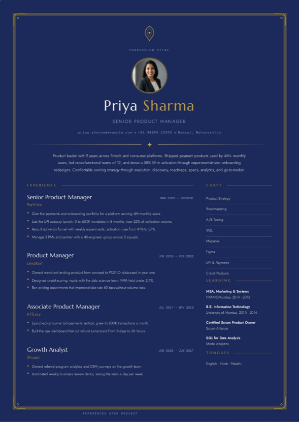 Indigo resume template
