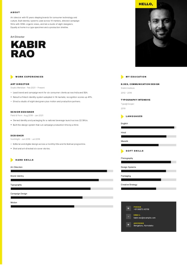 Marker resume template preview