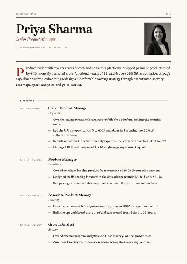 Meridian resume template preview