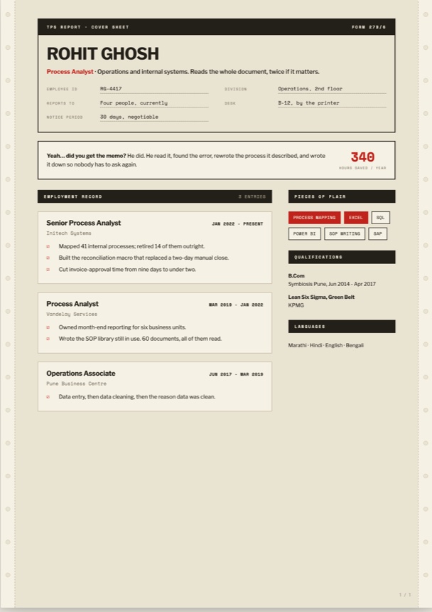 Office Space resume template preview
