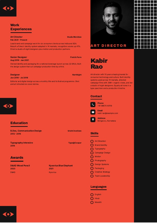 Vermillion resume template